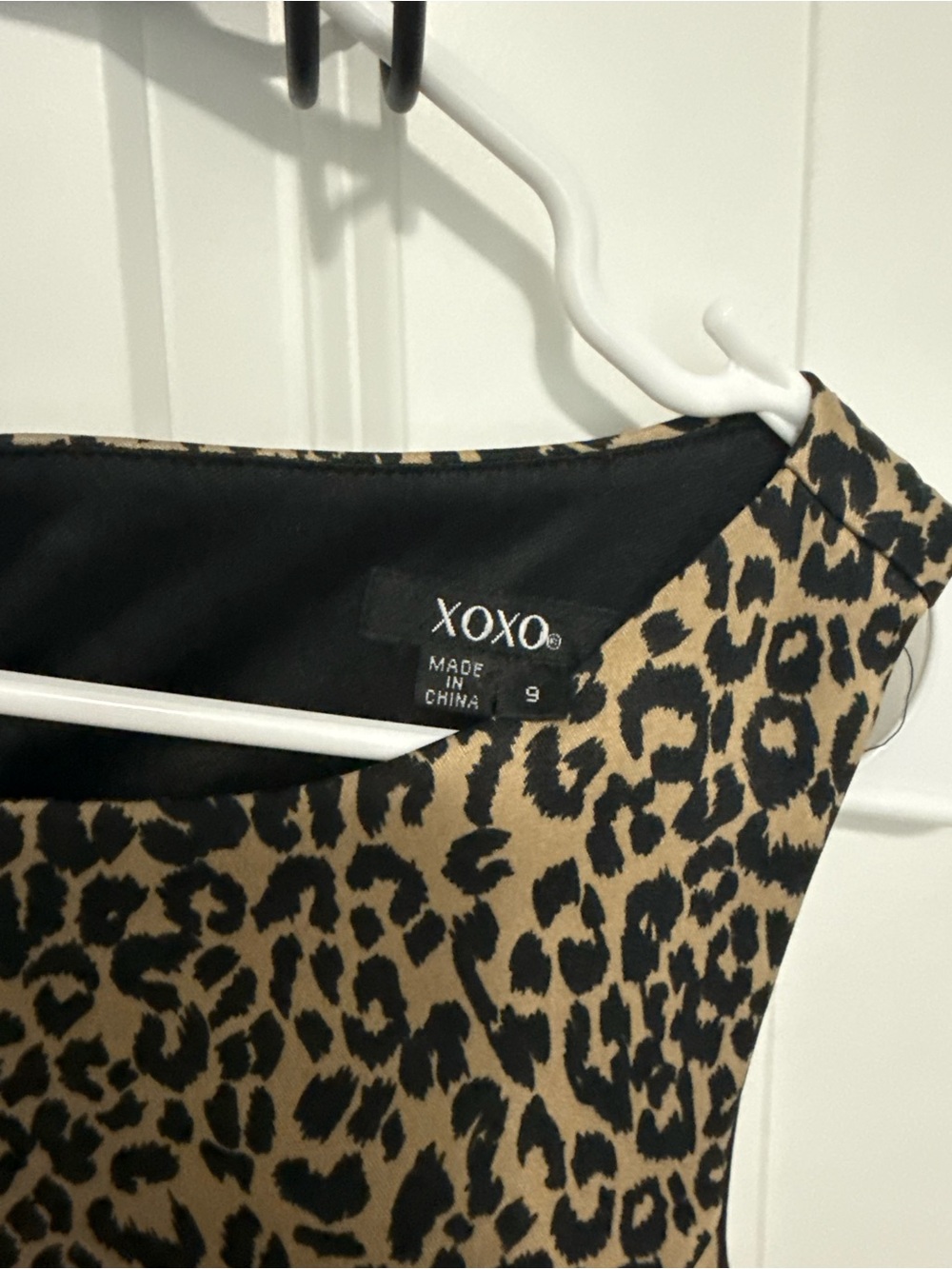 XOXO Leopard Print Midi Sheath Dress - Black & Tan - Picture 4 of 6
